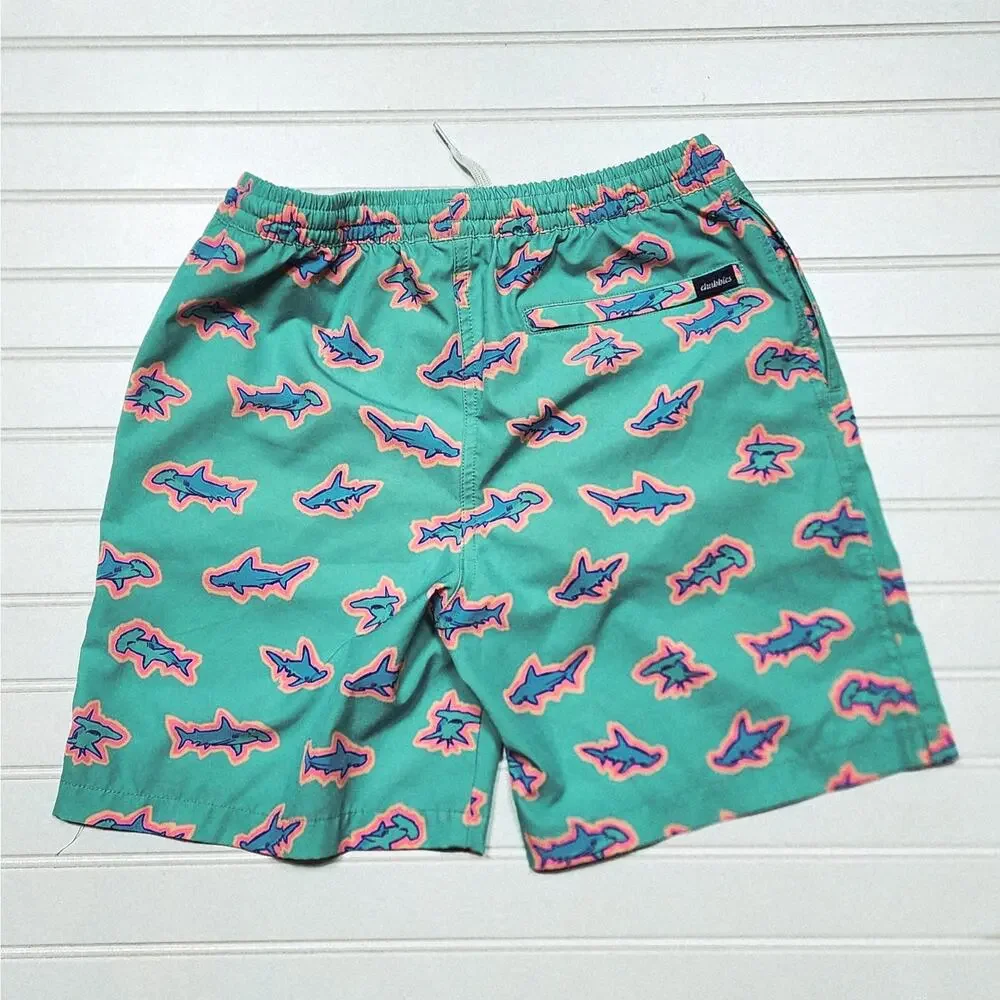 Chubbies The Apex Swimmers Lined Youth Swim Trunks Size L 14-16 Mint Green Shark